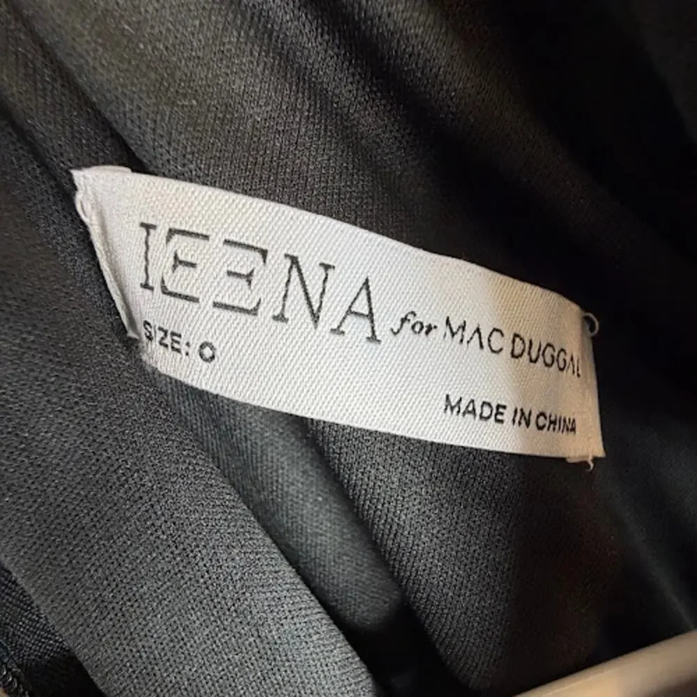 NWT Lena by Mac Duggal 49612 Mini Dress High Neck Flared Sleeve‎ Black Sz 0 $358